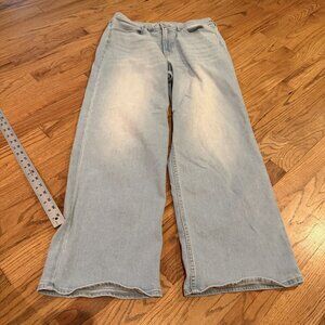 OLD NAVY WOMENS LIGHT WASH DENIM WOW WIDE LEG HIGH RISE JEANS 12